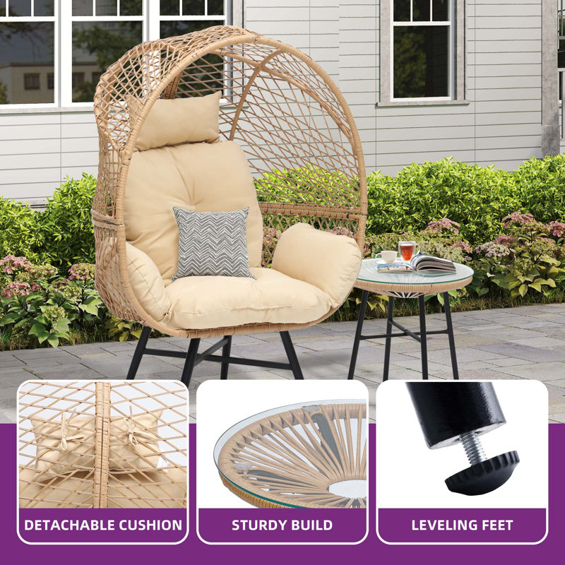 Chaise Egg avec table de bout, Jaune