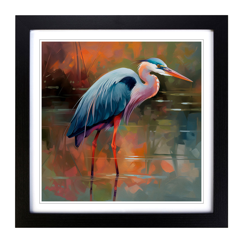 Heron Color Field Painting No.3 - Framed Print, Black