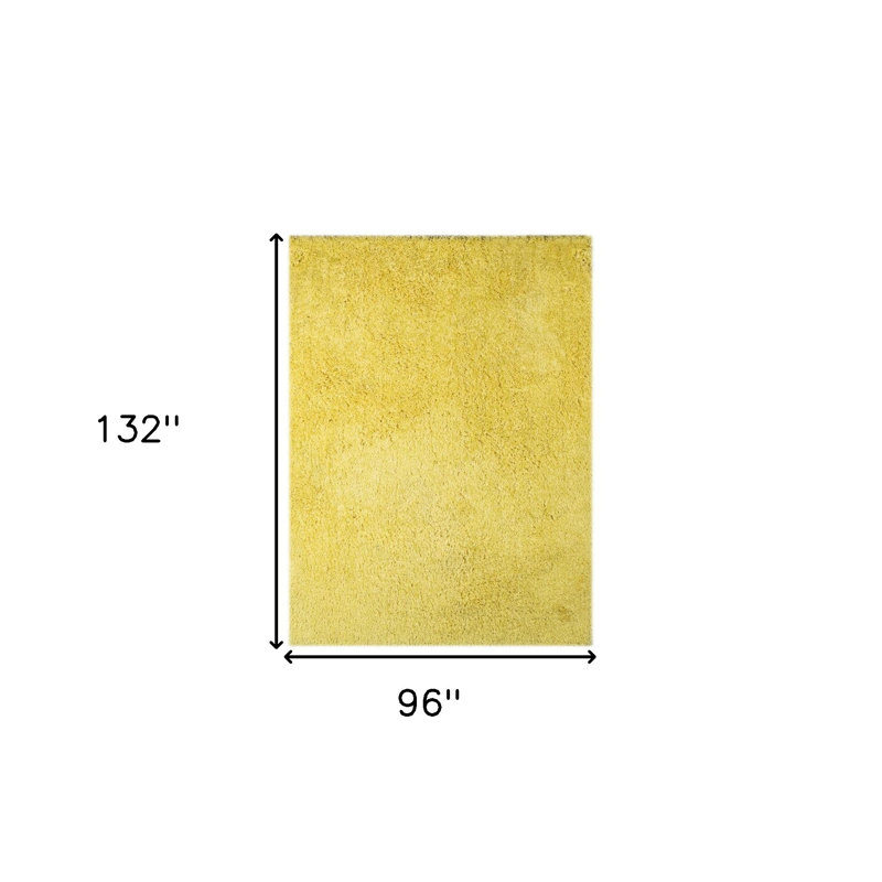 Tapis à poils longs jaune 8 pi x 11 pi