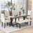 6-Piece Farmhouse Dining Table Set 72" Wood Rectangular Table, 4 Upholstered Chairs with Bench-1277618495