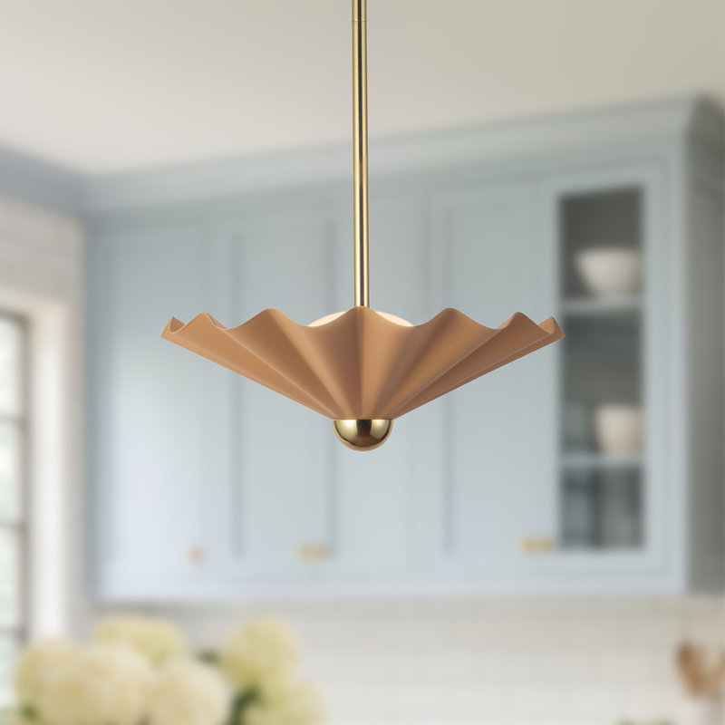 Furrow 16-in Red dimmable LED Pendant, 16-in, Pink
