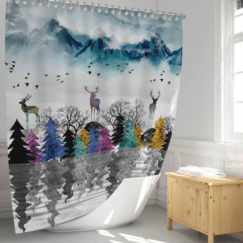 Rideau de douche simple + crochets, H 72 po x l 70 po