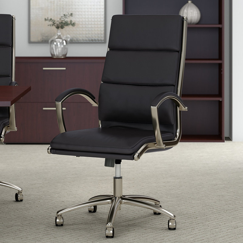 BBF Seating Faux Leather High Back Executive Chair, Black
