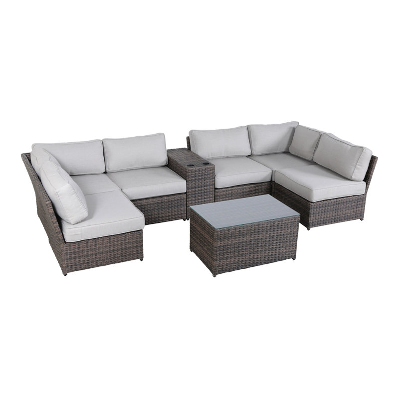 Elodie Wicker Fully Assembled 4 - Person Seating Group with Cushions