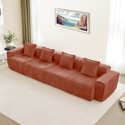 Canapé modulaire de 138,58 po Boneless Couch, canapé modulaire à assise profonde, canapé en velours Comfy