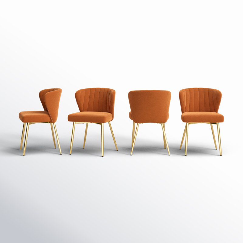 Axia Modern Tufted Velvet Wing Back Side Chair, Orange Velvet