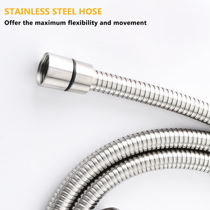 10" Brushed Nickel Shower Head Concrete - Rain And Handheld Rainfall With Portable, Silver