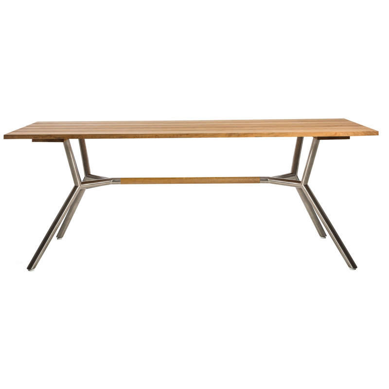 Table de salle à manger Reef, Teck, Acier inoxydable / barre transversale en teck, H 29,13 po x l 70,88 po x P 39,38 po