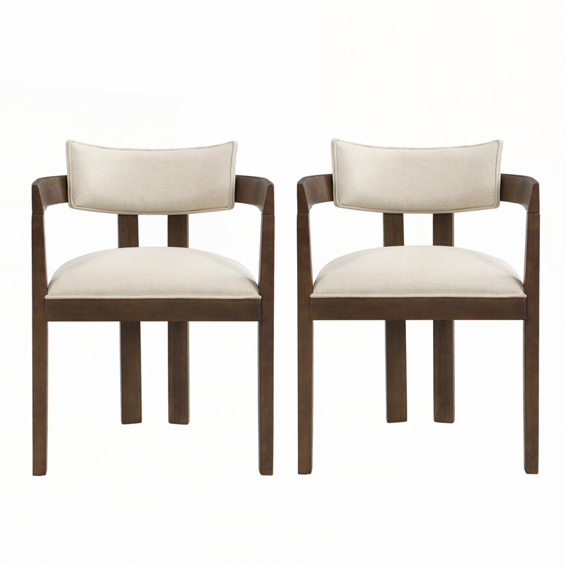 Ensemble de 2 chaises de salle à manger Classic Design, Beige, Noyer