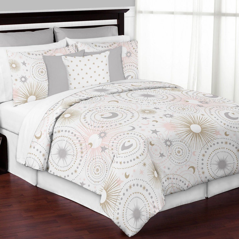 Blush Pink and Gold Celestial Full Comforter Set