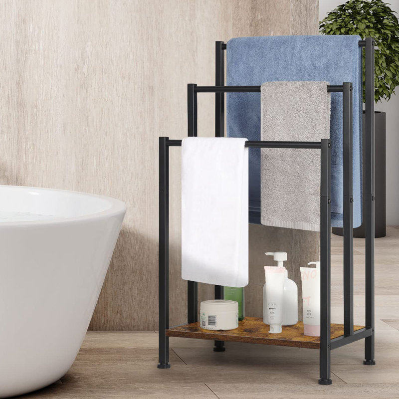 Freestanding Towel Stand, Brown/Black