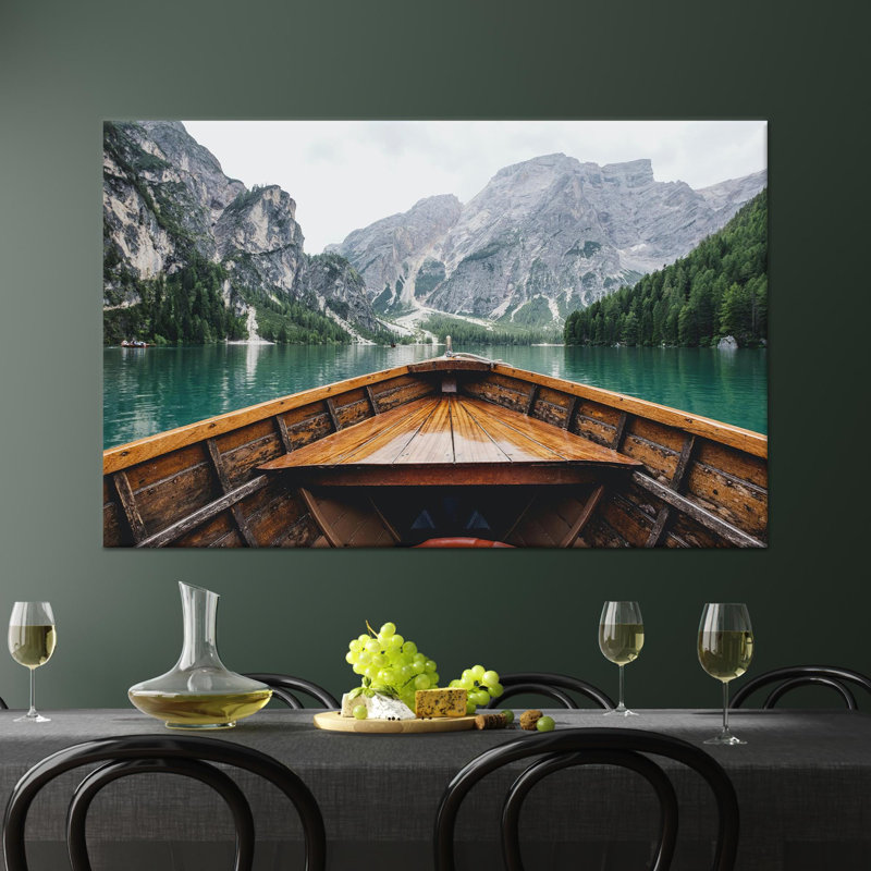 Toile imprimée: décor mural de paysage de montagne avec vue sur le lac, 1P, H : 59,1 x L : 82,7 pouces
