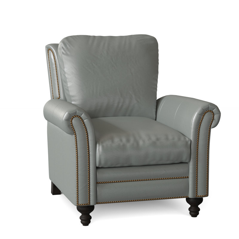 Richardson Recliner, Aline Light Gray Stonewash Genuine Leather, Cobblestone, French Natural
