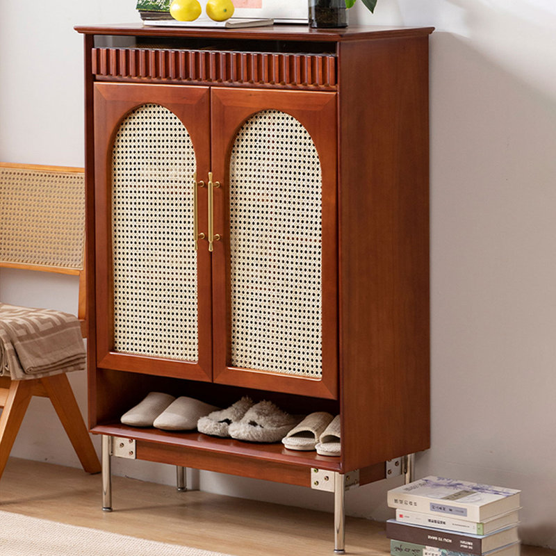 Retro Nut-Brown Solid wood Shoe Storage