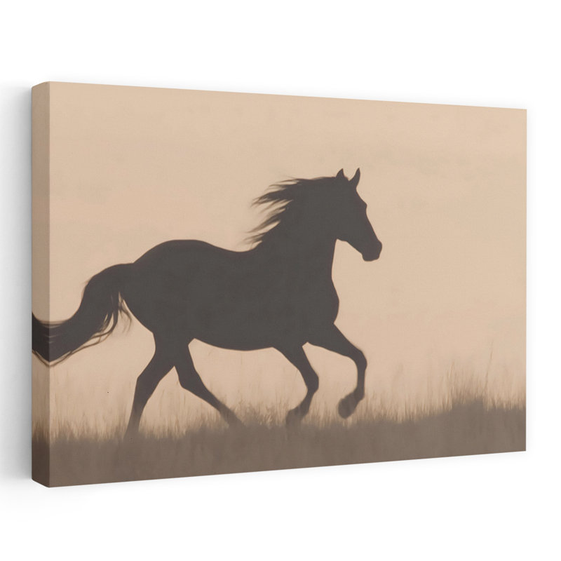 Cheval noir abstrait, reproduction d'art mural contemporain, 24" H x 36" W