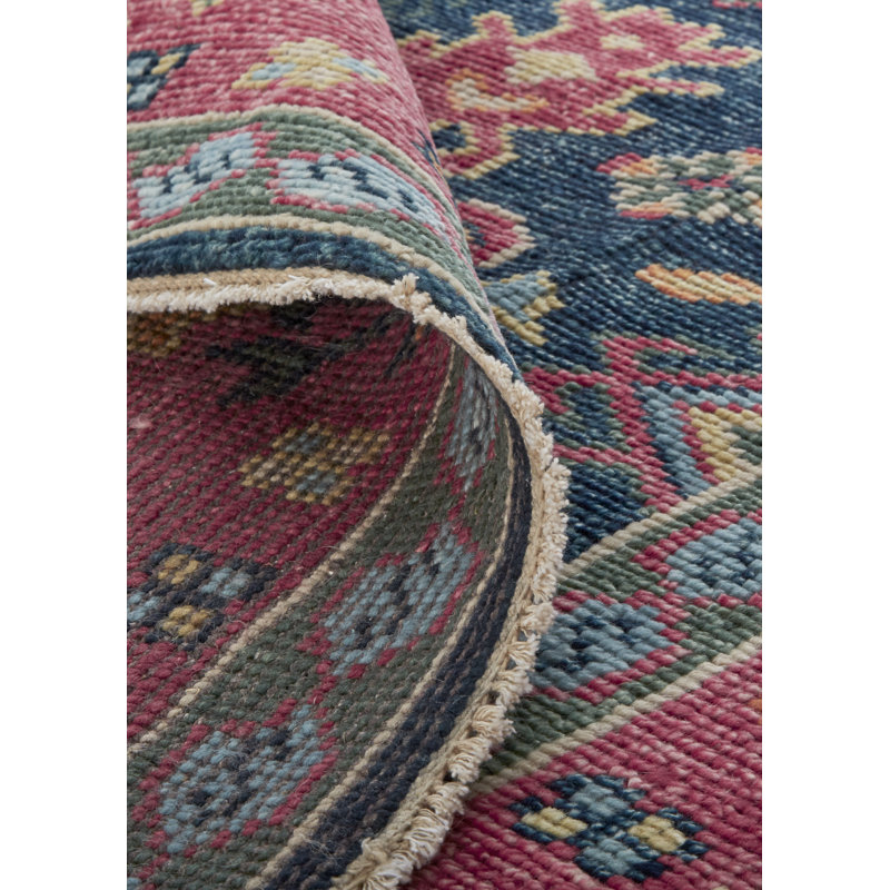 Piraj Wool Geometric Area Rug in Pink, Rectangle 2' x 3'