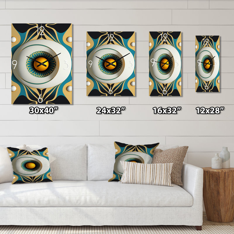 Horloge murale abstraite dorée, H 28 po x l 12 po x P 1 po
