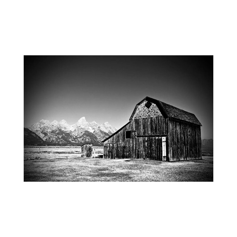 Grand Tetons Barn en noir et blanc, H 18 po x l 26 po x P 1,5 po