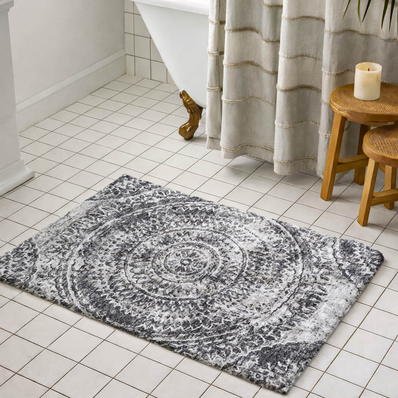 Premium Machine Washable Dream Shag ADS113 Medallion Rug, Gray, 2'6" x 3'10"