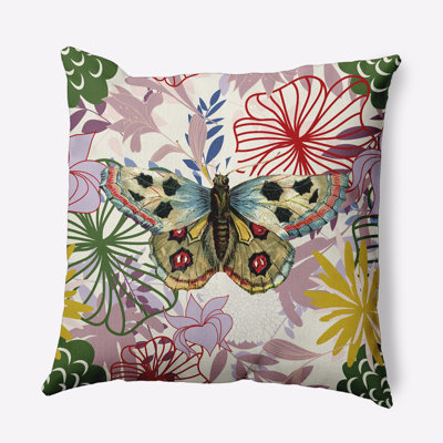 Butterfly In Floral Jumble Decorative Throw Pillow PFN1623GR71