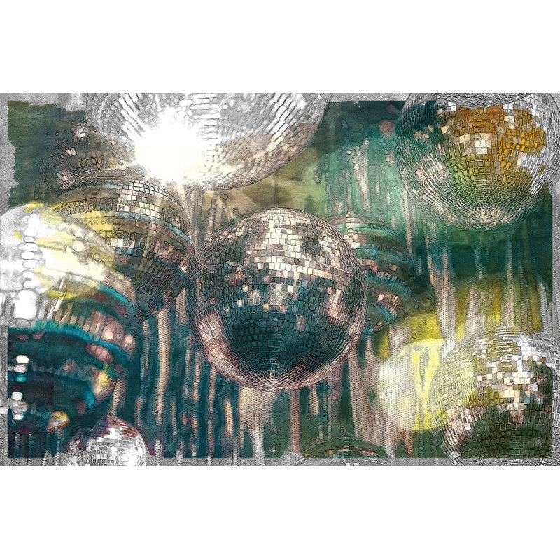 Boules disco aquarelle et encre 24 x 36