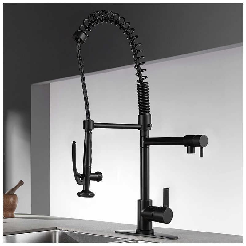 Robinet de cuisine monocommande à 1 trou à fixation sur comptoir Kingston Brass Continental, Noir mat