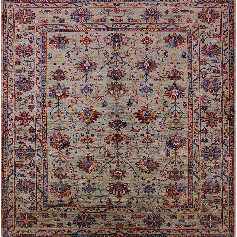 Tapis brun à motif oriental, Carré 3 pis