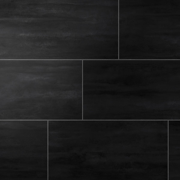 Black Concrete Look 12 in. x 24 in. Porcelain Floor and Wall Tile (15.50 sq. ft./Case)