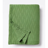 Cotton Matelassé Herringbone Coverlet in Palm