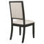 Ensemble de 2 chaises de salle à manger rembourrées avec pieds en bois et tissu crème et noir | Idée de cadeau