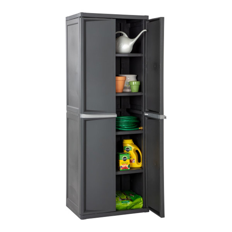 Armoire de rangement réglable à 4 tablettes avec portes Sterilite, gris 01423V01