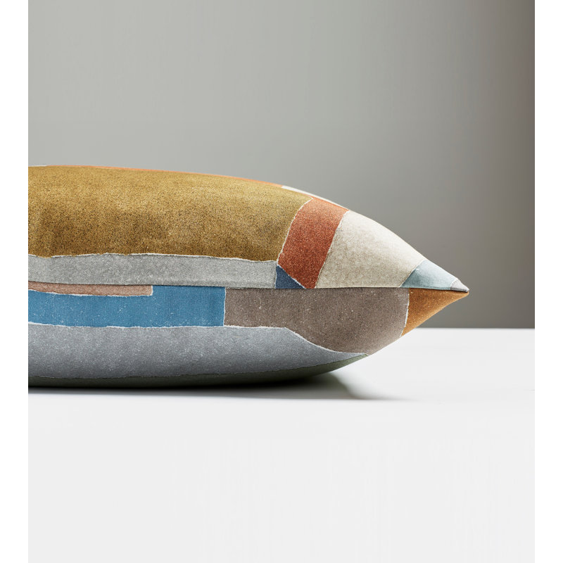 Sahara Appliqued Cotton Blend Reversible Throw Pillow, Earth
