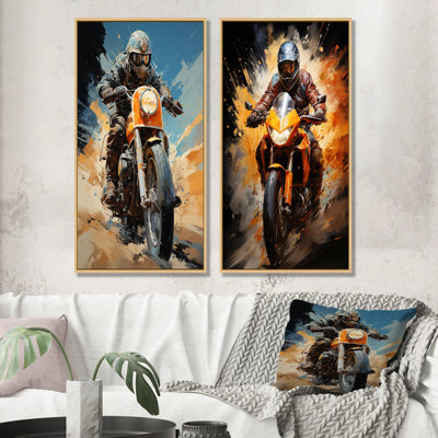 Ensemble de salon mural orange et bleu Durty