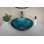 Lavabo de salle de bain vasque circulaire peint à la main en verre bleu/noir