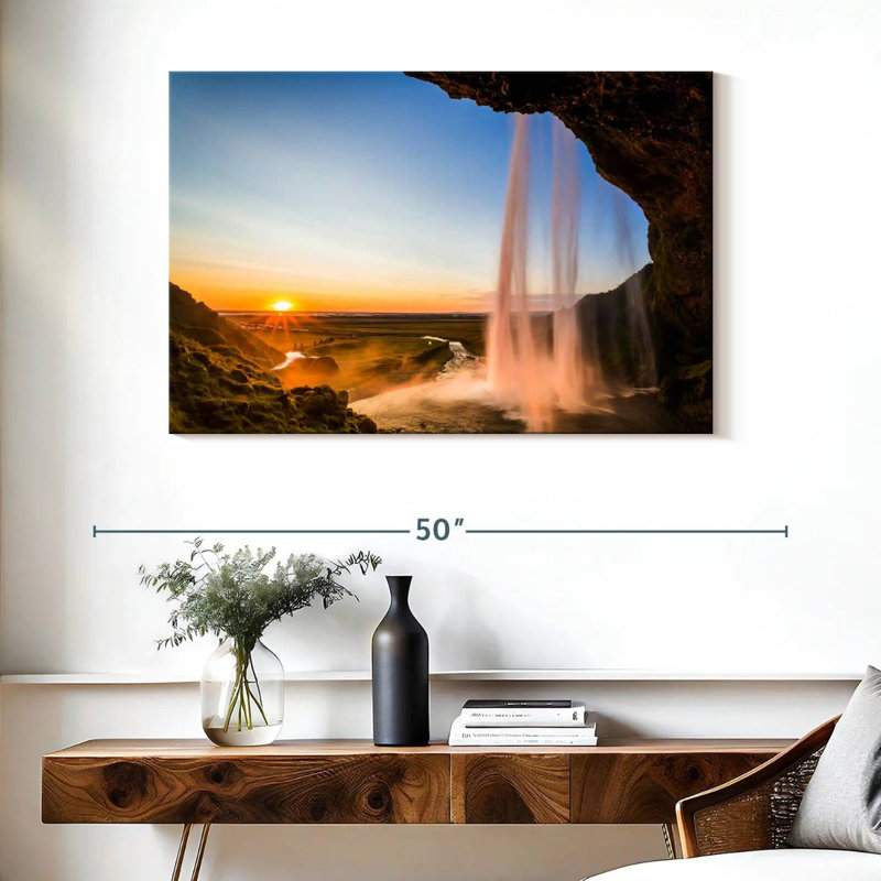 Alvord Sunset At Seljalandsfoss Waterfall, 26" H x 39" W