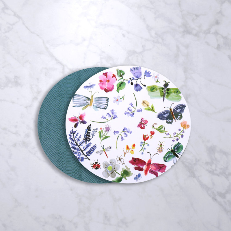VIDA Butterfly Croc Reversible 15.5" Round Placemats