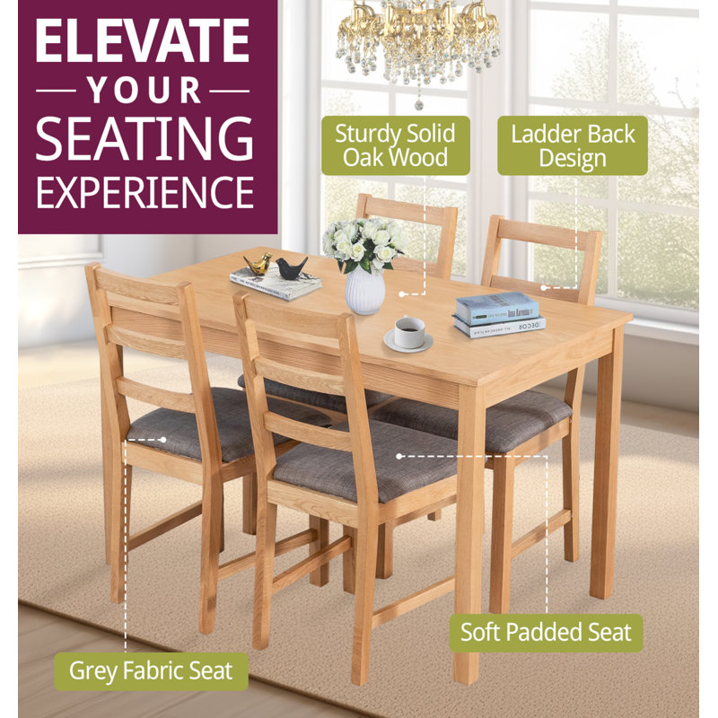 4 - Person Solid Oak Dining Set, Gray