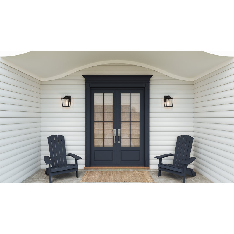 Mistretta 1-Light Matte Black Outdoor Wall Lantern, 10" H x 6.5" W x 7.5" D