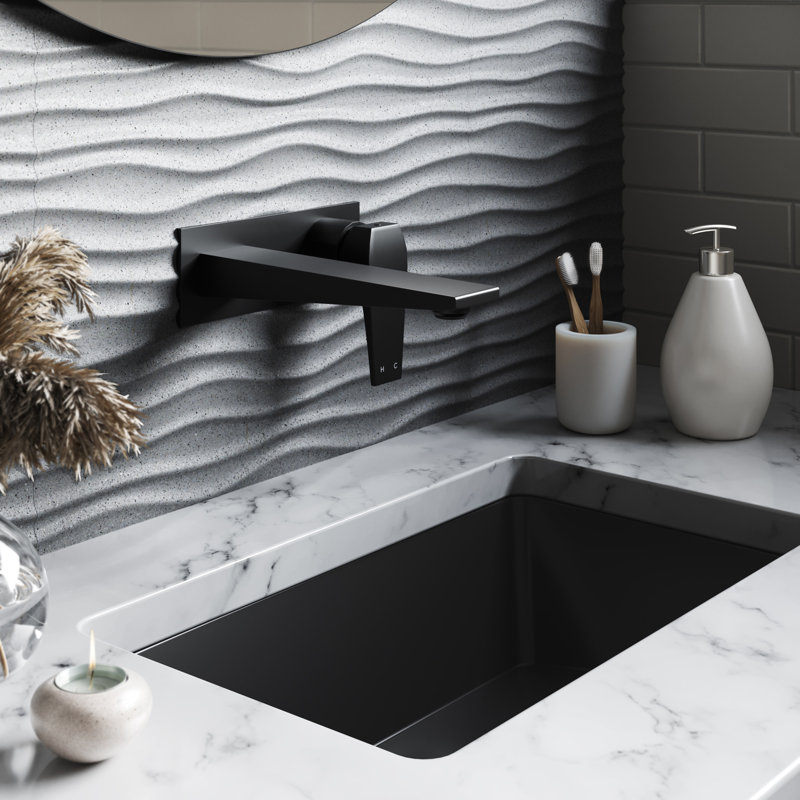 Lavabo de salle de bain rectangulaire encastré Voltaire, Noir mat, H 8 po x l 21 po x P 5,3 po 