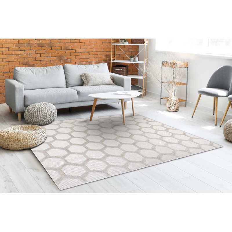 Walbourne Geometric Area Rug, Beige, Rectangle 180 x 270cm