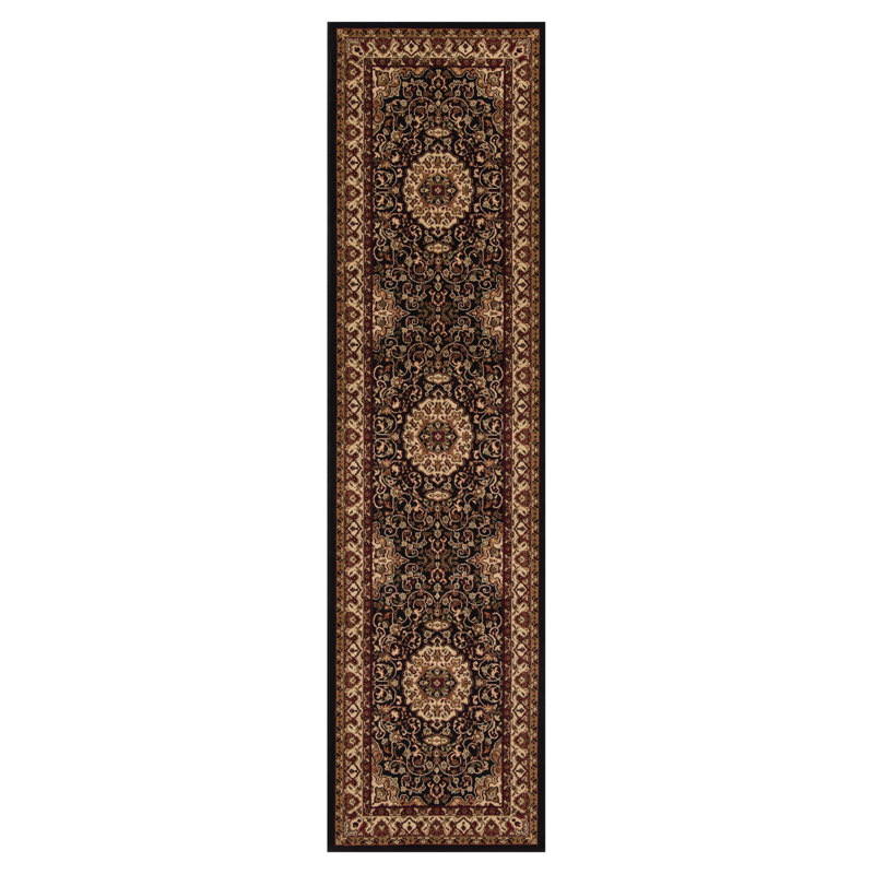 Tapis brun / rouge Izaiah, Tapis de couloir : 2 pi x 7 pi 7 po