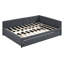Lit de jour rembourré pleine grandeur avec couchette en lin gris, sans sommier tapissier, style classique pour plus de durabilité et gigogne mobile en tissu de lin peu encombrant, gris, cadre de lit robuste, nécessaire-1425933427
