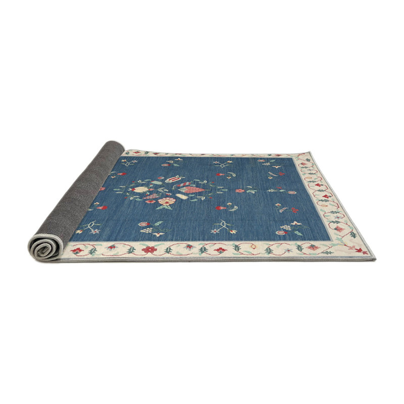 Tapis contemporain bleu, Rond 4 pi
