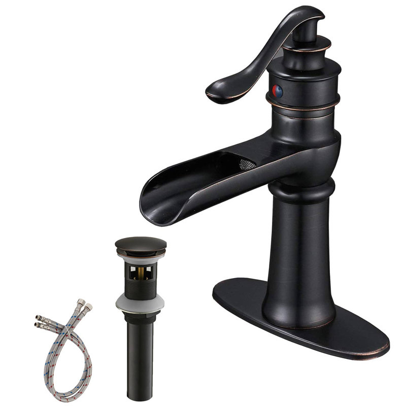 Robinet de salle de bain à un trou avec drain, Bronze huilé