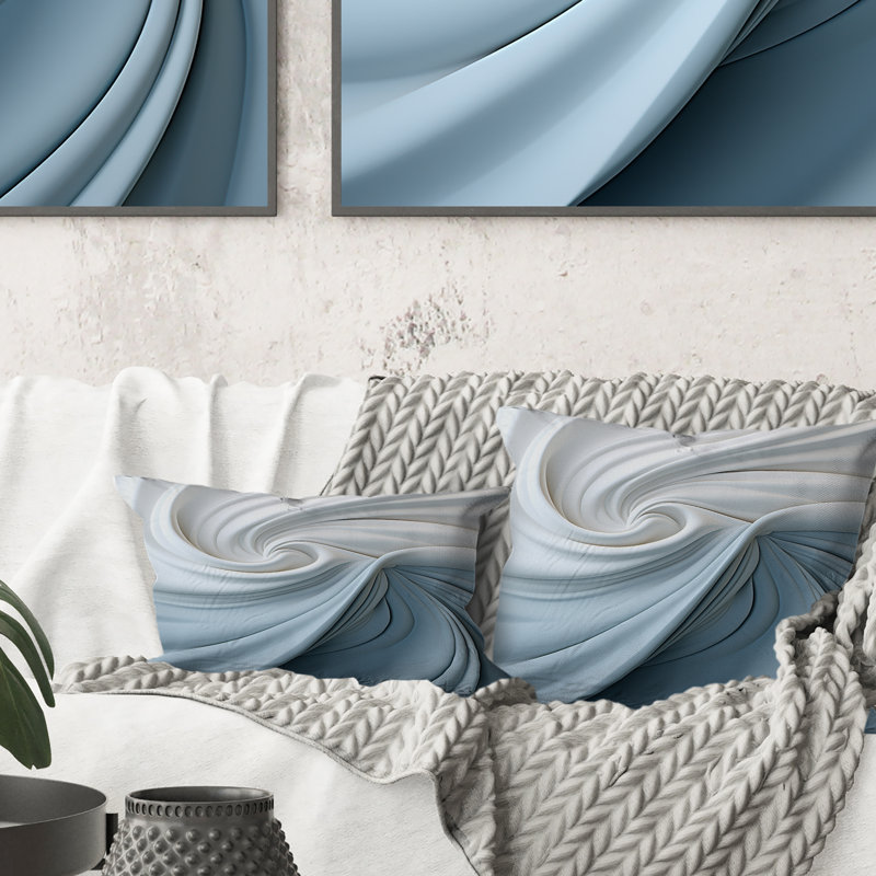 Coussin décoratif blanc et bleu Zen Zephyr Spiral II - Abstract Spirals