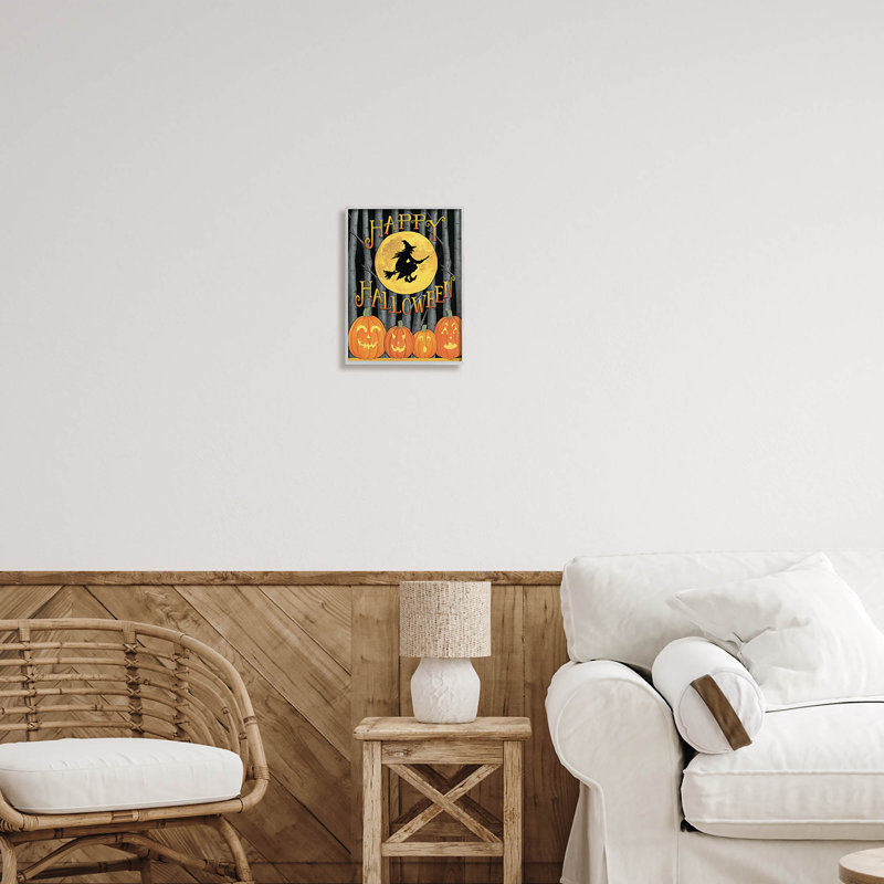 " Happy Halloween Forest Witch " by Deb Strain, 14" H x 11" W x 1.5" D, Farmhouse Gray Framed Giclee