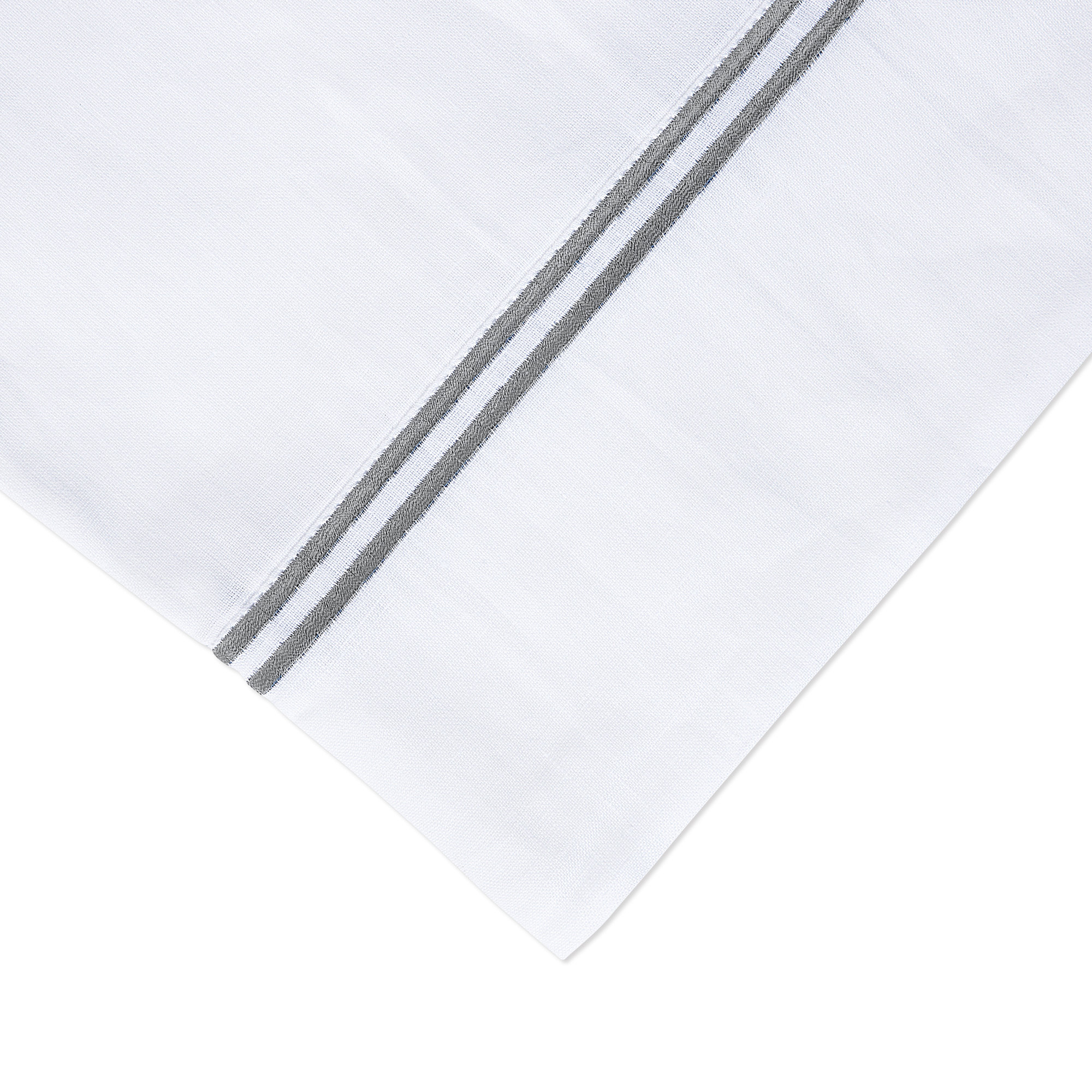 Benin 100% Linen Sheet Set, Queen Sheet Set + 1 Fitted Sheet + 2 Pillowcases, White/Gray