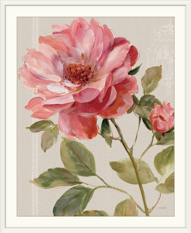 " Harmonious Rose Linen " by Lisa Audit, White Frame, 23" H x 20" W x 1" D