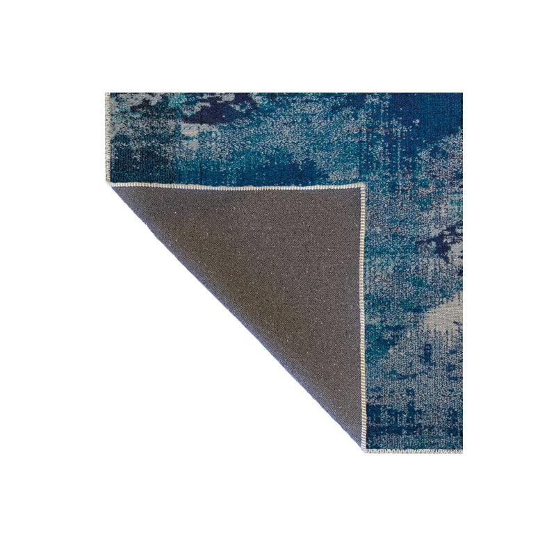 Tapis bleu délavé à motif abstrait et créatif, Rectangle 2 pi 4 po x 3 pi 11 po