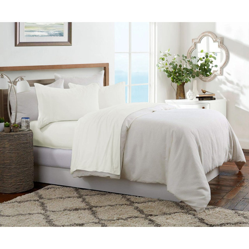 Brooklyn Flat Jersey Knit Sheet Set, Twin Sheet Set with 1 Pillowcase, White